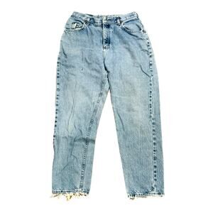 Vintage Lee Mom Jeans 31x27.5 Lightwash Tapered Leg Destroyed 5 Pocket 12" Rise